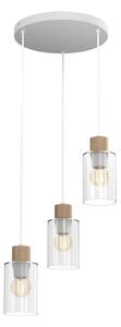Luster na lanku MADERA 3xE27/60W/230V biela/drevo