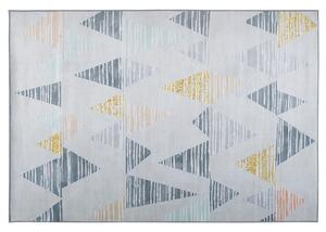 Koberec sivý so žltým polyesterový 160 x 230 cm obdĺžnikový s krátkym vlasom farebný geometrický vzor