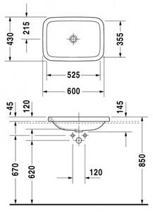 DURAVIT Dura Style zápustné nábytkové umývadlo 60 x 43 cm biele 0372600000