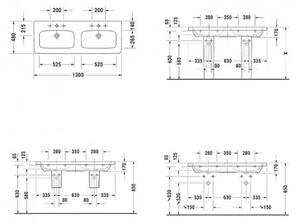 DURAVIT Dura Style dvojumývadlo nábytkové 130 x 48 cm s prepadom, biele 2338130000
