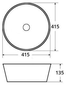 LAVITA CORDOBA - keramické umývadlo na dosku miska 41,5 cm v Slim dizajne bez prepadu biele