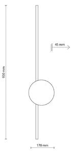 Nástenné svietidlo Java II LED, čierne, výška 93 cm, kov