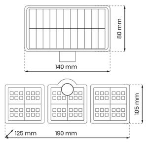 LED Solárny reflektor so senzorom pohybu LED/20W/3,7V 1200 mAh IP44 + DO