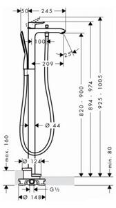 Hansgrohe Metris páková vaňová batéria voľne stojaca (k telesu z podlahy) chróm , 31471000