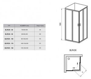 RAVAK Blix sprchové dvere 90 pre rohový vstup (1z2), bright alu+transparent 1XV70C00Z1