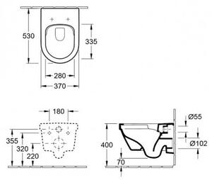Villeroy & Boch Architectura závesné WC so sedadlom SoftClosing, DirectFlush, alpská biela 4694HR01