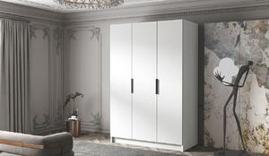 Šatníková skriňa 150 cm COVO 1 - biela / čierne úchyty