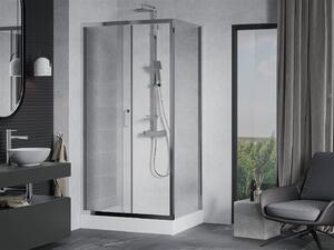 Mexen APIA, sprchový kút s posuvnými dverami 120 (dvere) x 90 (stena) cm, 5mm číre sklo, chrómový profil + biela sprchová vanička RIO, 840-120-090-01-00-4510
