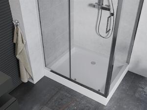 Mexen APIA, sprchový kút s posuvnými dverami 120 (dvere) x 80 (stena) cm, 5mm číre sklo, chrómový profil + biela sprchová vanička RIO, 840-120-080-01-00-4510