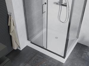 Mexen APIA, sprchový kút s posuvnými dverami 120 (dvere) x 80 (stena) cm, 5mm číre sklo, chrómový profil + biela sprchová vanička RIO, 840-120-080-01-00-4510