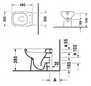 DURAVIT D-CODE stojaca WC misa 35 x 48 cm, hlboké splachovanie, odpad zadný rovný, biela 21080900002