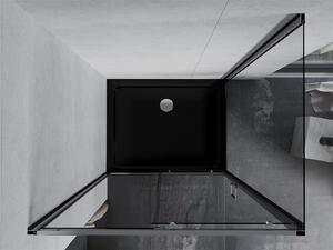 Mexen Apia sprchovací kút s posuvnými dverami 90 (dvere) x 80 (stena) cm, 5mm číre sklo, chrómový profil + čierna sprchová vanička s chrómovým sifónom, 840-090-080-01-00-4070