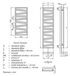 ZEHNDER Kazeane radiátor 1340 x 600 mm pre teplovodnú/kombi prevádzku Black Matt RK-130-060-0557