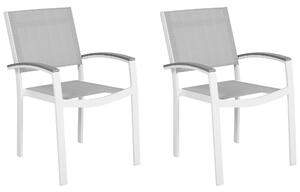 Sada 2 záhradných stoličiek v sivo-bielom hliníkovom ráme odolnom proti poveternostným vplyvom