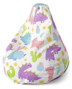 Sablio Sedací vak Pear Dinosaury a kaktusy - 70 x 95 x 15 cm