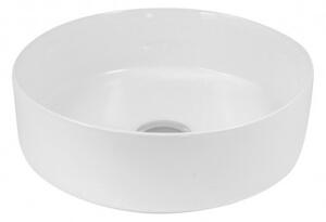 LAVITA MERIDA - keramické umývadlo na dosku miska kruhové 35,5 cm v Slim dizajne bez prepadu biele