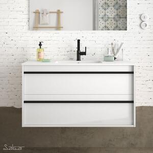 SALGAR Attila - umývadlová skrinka + keramické umývadlo Constanza 101 x 46cm, lesklá biela, 85217