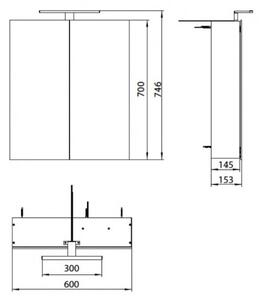 EMCO ASIS MEE zrkadlová skrinka 60X70cm, 2 dverová,korpus hliník 949805050