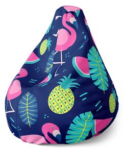 Sablio Sedací vak Pear Ružové plameniaky - 70 x 95 x 15 cm