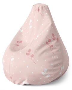Sablio Sedací vak Pear Biele a ružové kvety - 70 x 95 x 15 cm