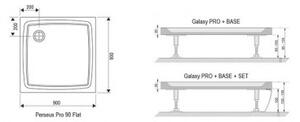 Ravak Galaxy Pro sprchová vanička Perseus Pro-90 Flat 4-uholník liaty mramor biela, XA037711010