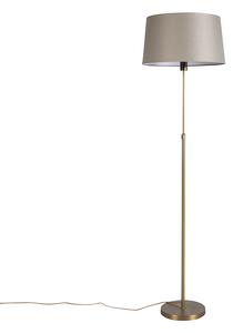 Stojaca lampa bronzová s tienidlom z ľanového plátna taupe 45 cm nastaviteľná - Parte