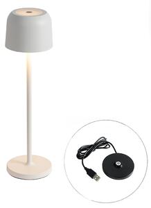 Stolná lampa krémová nabíjateľná vrátane nabíjacej stanice - Raika
