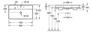 VILLEROY & BOCH Collaro - Umývadlo nábytkové 800x470 mm, s prepadom, otvor na batériu, alpská biela 4A338G01