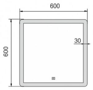 NIMCO zrkadlo podsvietené LED 19000V 60 x 60 cm hliníkový rám s dotykovým senzorom ZP 19066V