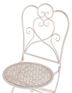 Záhradná stolička béžová kovová sada 2 skladacie balkón terasa záhrada romantický štýl