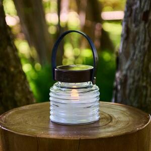LED solarna lampa Aston Jar, výška 12 cm, čierna/hnedá, IP44, Jasné / priehľadné, Sklo