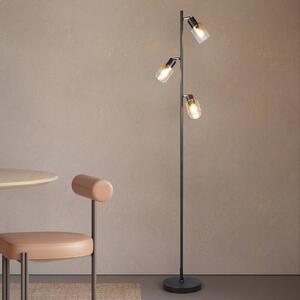 Stojacia lampa Cadiz, čierne/jantarové, 3-pl., výška 154 cm, Čierna, Obývacia izba / jedáleň, kov, Moderný, Stojaca lampa