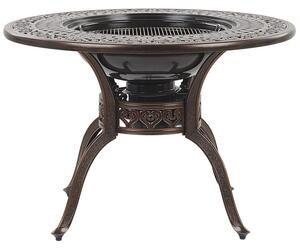Záhradný stôl s grilom hnedý hliník okrúhly ø 90 cm vintage