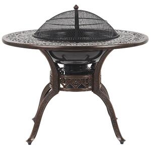 Záhradný stôl s grilom hnedý hliník okrúhly ø 90 cm vintage