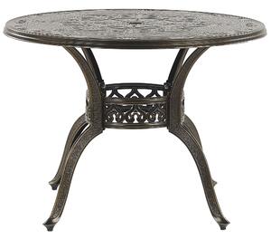 Záhradný stôl Guľatý hnedý hliníkový, ø 100 cm, vintage