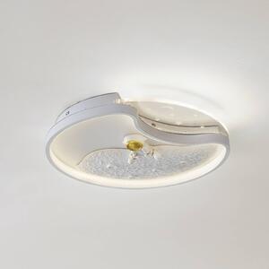 Lindby LED stropné svietidlo Kosmo, 40 cm, biele, kov, mesiac, Biela / opálová, Obývacia izba / jedáleň, Plast, Štýl mladých, Závesné svietidlo