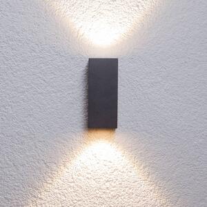 Lucande LED vonkajšie nástenné svietidlo Tavi, výška 15 cm, čierna, Čierna, Hliník, Moderný, Nástenné svietidlo