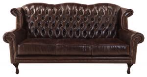 Pohovka trojmiestna Chesterfield Crown z pravej hovädzej kože Brown