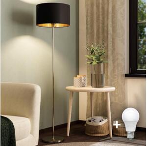 Eglo - LED Stojacia lampa TUNJA 1xE27/60W/230V matný chróm/čierna