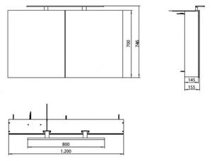 EMCO ASIS MEE zrkadlová skrinka 120X70cm, 2 dverová,korpus hliník, 949805053
