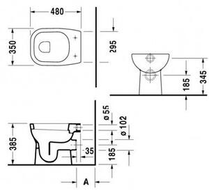 DURAVIT D-CODE stojaca WC misa 35 x 48 cm s plochým splachovaním, odpad zadný rovný 21090900002