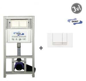 SANIT montážny prvok pre závesné WC + uchytenie + biele 2-činné tlačítko, SET WC 3v1