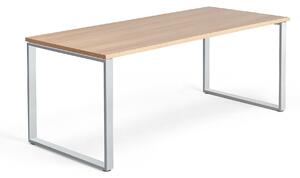 Kancelársky pracovný stôl QBUS, O-rám, 1800x800 mm, dub/strieborná