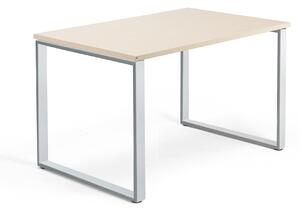 Kancelársky pracovný stôl QBUS, O-rám, 1200x800 mm, breza/strieborná