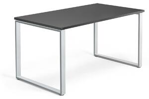 Kancelársky pracovný stôl QBUS, O-rám, 1400x800 mm, čierna/strieborná