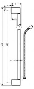 Hansgrohe Crometta sprchová tyč Unica 90 cm so sprchovou hadicou chróm, 27615000