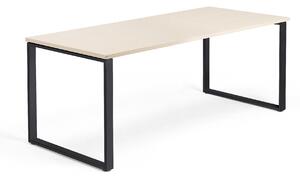 Kancelársky pracovný stôl QBUS, O-rám, 1800x800 mm, breza/čierna