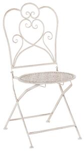 Záhradná stolička béžová kovová sada 2 skladacie balkón terasa záhrada romantický štýl