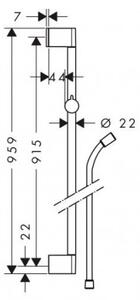 Hansgrohe Croma sprchová tyč Unica 90 cm so sprchovou hadicou, chróm 26504000