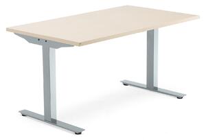 Kancelársky pracovný stôl MODULUS, T-rám, 1400x800 mm, breza/strieborná